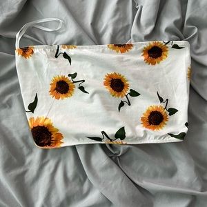 White tube top with sunflower print